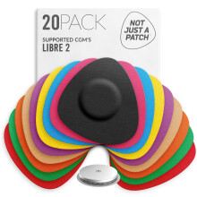 Not Just A Patch Freestyle Libre 2 Sensor Covers (20 Pack) Lingo CGM Patches for Freestyle Libre 2 - Water Resistant & Durable for 10-14 Days - Multi