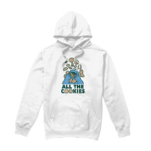 (XL, White) Sesame Street Unisex Adult All The Cookies Cookie Monster Hoodie