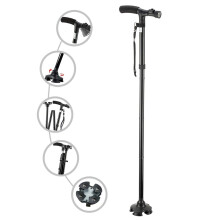 Folding Cane with Led Light, Adjustable Canes and Walking Sticks for Men and Women, Walking Cane Stick for Elderly with Cushion T Handle and Pivoting