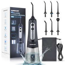 Cordless Water Dental Flosser Teeth Cleaner, INSMART Professional 300ML Tank DIY Mode Rechargeable Dental Oral Irrigator for Home and Travel, IPX7 Wa