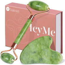 BAIMEI IcyMe Natural Jade Gua Sha and Face Roller Set, Relieve Swelling Body Muscle Relaxing,Face,Jawline and Neck MassageSelf Care Gift for Men Wome