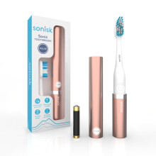 Sonisk Pulse | Battery Powered Electric Toothbrush | Portable Travel Size with Antimicrobial Sonic Technology | 1x Battery, 2X Brush Heads, 1x Travel