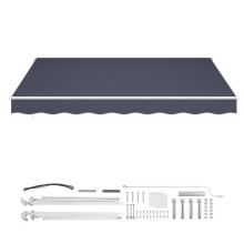 Store Manuel 350x300 cm-Duoku-avec Auvent Rétractable pour Terrasse-Balcon-Espaces Extérieurs-Devantures de Cafés-Gris Foncé