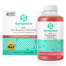Symprove Liquid Live & Active Bacteria, Strawberry & Raspberry Flavour, Water-Based, Dairy & Gluten Free, Vegan (4 x 500ml)
