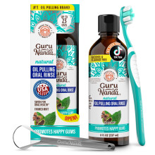 GuruNanda CocoMint Oil Pulling Mouthwash for Complete Oral Hygiene, 7 Essential