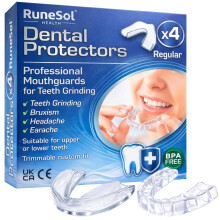 Runesol Mouth Guard for Teeth Grinding, 4 x Regular, Gum Shield for Teeth Grindi