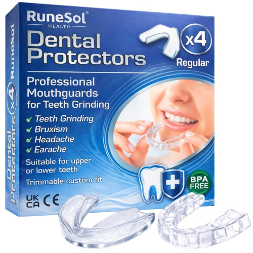 Runesol Mouth Guard for Teeth Grinding, 4 x Regular, Gum Shield for Teeth Grindi