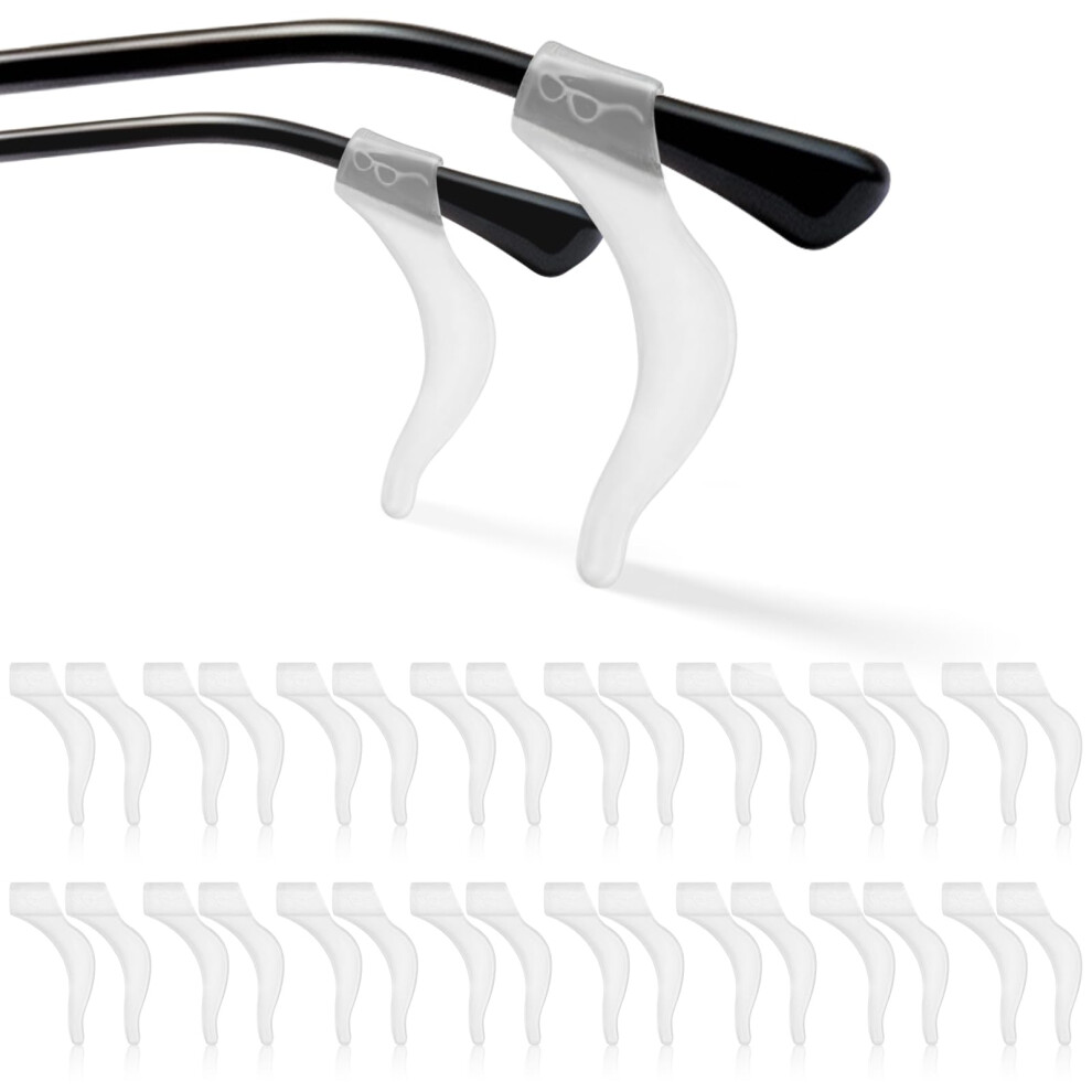 Quelcc 16 Pairs Eyeglass Ear Cushions, Glasses Ear Grips, Anti-Slip Glasses Ear Grip Hooks, Glasses Grips Behind Ears, Silicone Glasses Ear Grips For