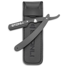 STONLI Cut Throat Razors - Straight Razor with Matte Black Finish Professional Barber Razor - Premium Quality Single Blade Shaving Razor for Moustac