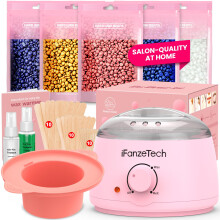 iFanzeTech Waxing Kit for Women: Wax Warmer Wax Kit for Hair Removal Intelligent Temperature Control Wax Machine with 5 Packs Hard Wax Beads & Silico