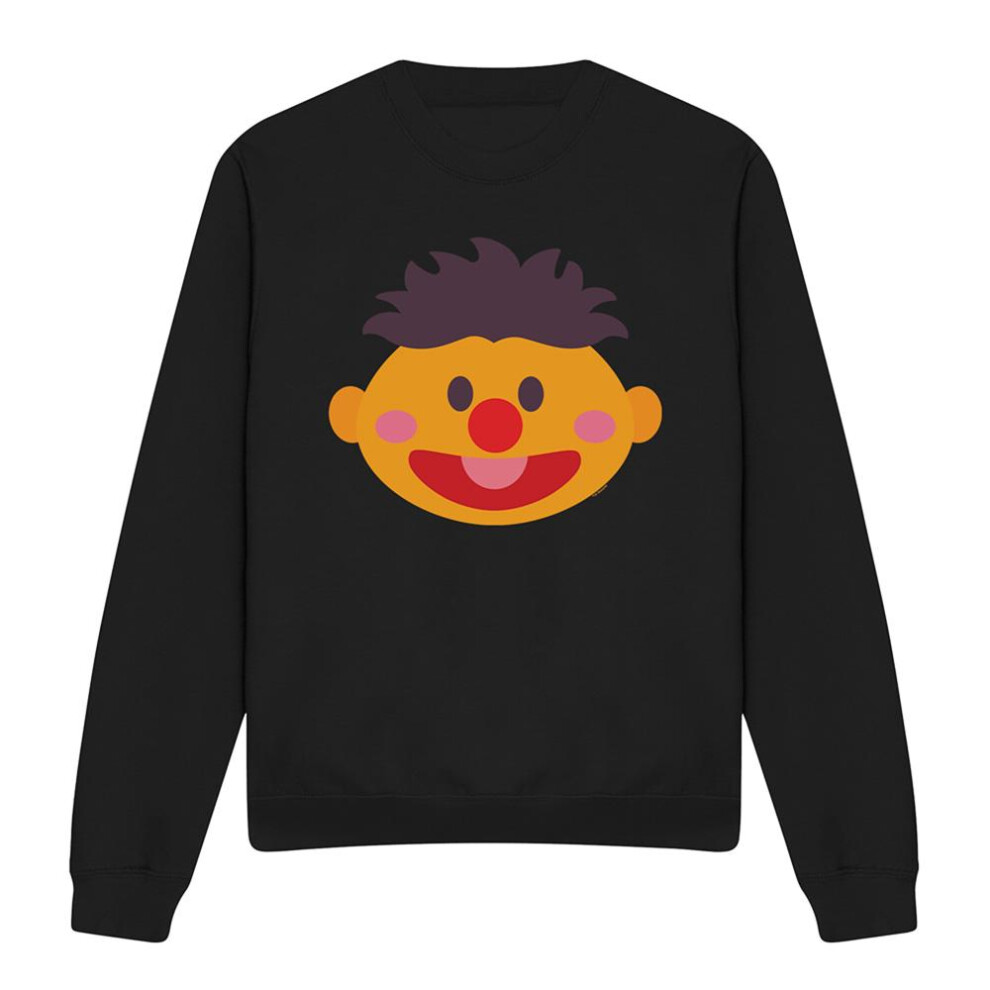 Sesame Street (M, ) Unisex Adult Kawaii Ernie Face Sweatshirt Black