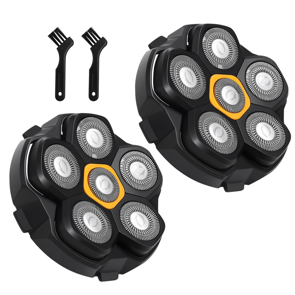 Ouywyx 2 Pack Magnetic 6D Head Shaver Replacement Heads, 6 Blades Replacement Heads For Bald Head, Men's Shaver Replacement Head For Joykoi Solimpia Doao Si