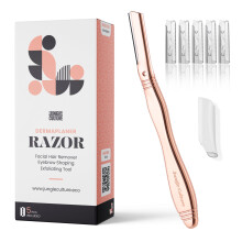 JUNGLE CULTURE Rose Gold Dermaplaning Tool with 5 Blades • Precision Dermaplane
