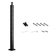 Palo di Parapetto-Duoku-914 x 50,8 x 50,8 mm, Palo per Corrimano a Cavo con Fori Pre-forati, Nero