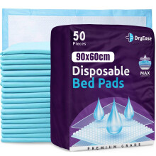 50xDryEase Disposable Incontinence Bed Pads 60 x 90cm | Highly-Absorbent Incontinence Bed Sheets | Waterproof Incontinence Sheets for Sofa, Mattress,