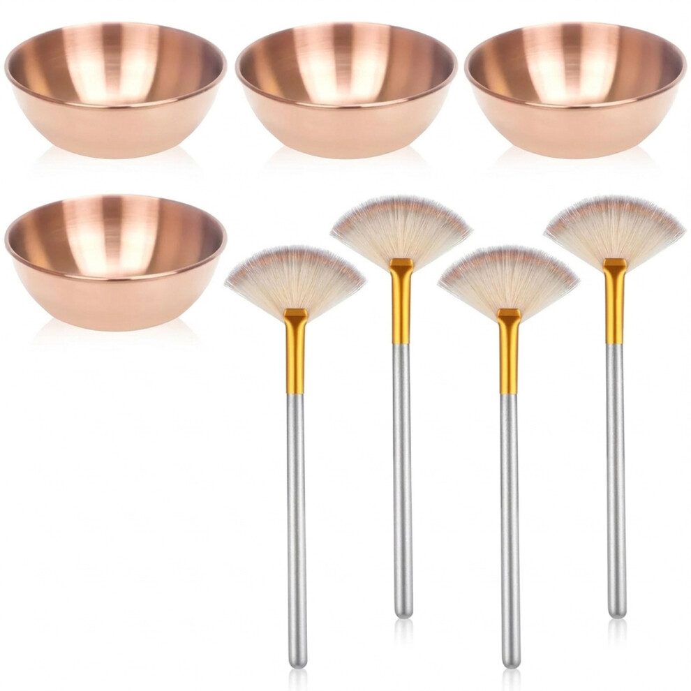 8Pcs Professional Makeup Tools Set With Mixing Bowl And Brush For Skincare Rose gold