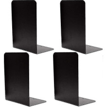 Sujetalibros antideslizantes para libros pesados - Juego decorativo de 4 piezas de metal negro