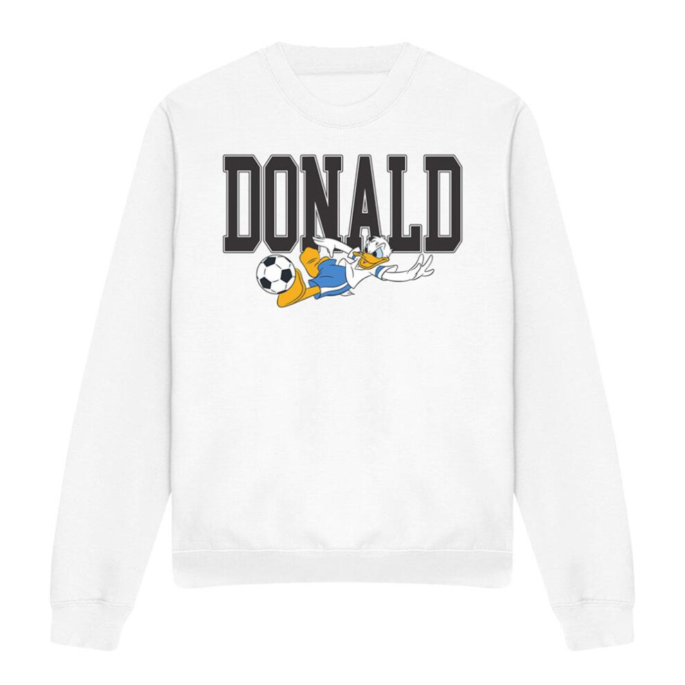 Disney (M, White) Unisex Adult Football Kick Donald Duck Sweatshirt