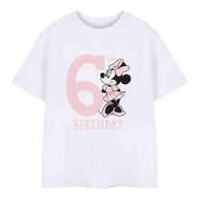 (5-6 Years, White) Disney Childrens/Kids Minnie Mouse 6th Birthday T-Shirt