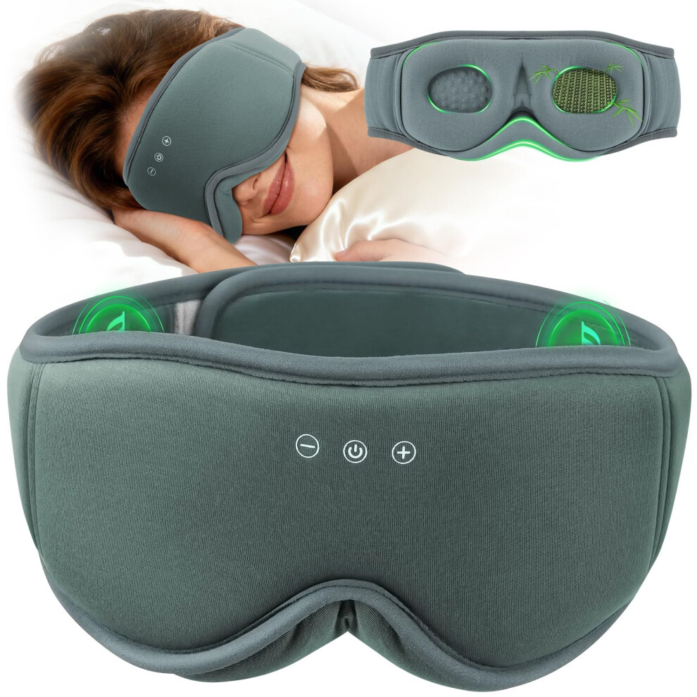 Musicozy Sleep Mask Headphones Bluetooth 5.4 | 3D Bamboo Cotton Sleep Headphone With Ultra-Silent Strap For Side Sleepers,100% Blackout Eye Mask With