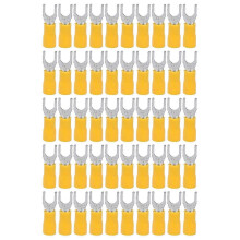 50pcs Insulated Fork Terminal Wire Crimp Connector Set - 14/12 AWG, Yellow for Equipmentsv3.55
