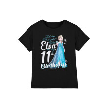 (7-8 Years, Black) Frozen Childrens/Kids Bright Like Elsa 11th Birthday T-Shirt