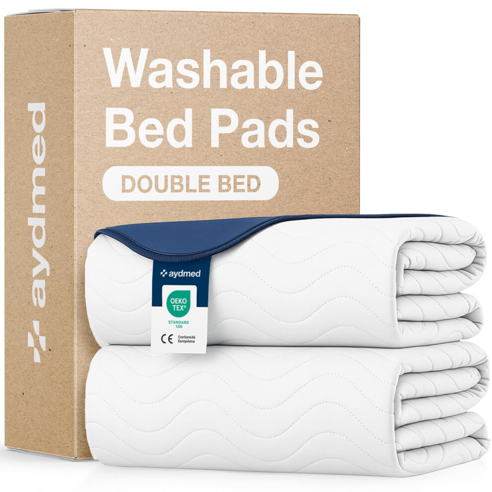 Aydmed 2 X Essential Washable Incontinence Bed Pads | For Double & Single Beds | Maximum Absorbency 100% Leakproof Kylie Sheets | Reusable Waterproof