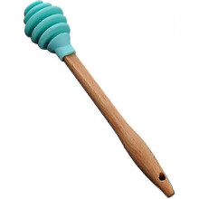 Removedor de miel de silicona con mango de madera - Herramienta ideal para repostería (Verde, 1 unidad)