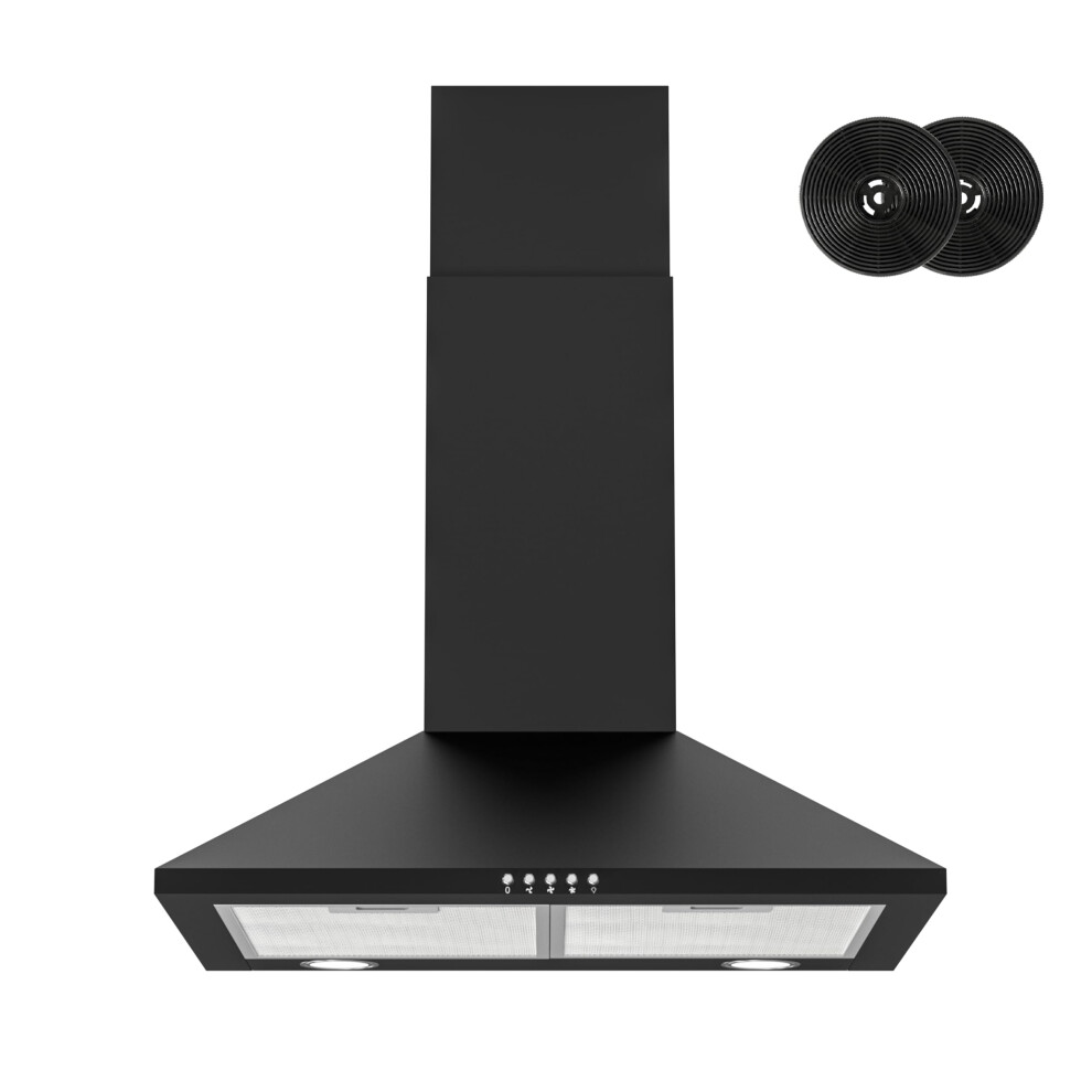FIREGAS Black 60 cm Chimney Cooker Hood with Brushless Motor, Extractor Hood with LED and Recirculating & Ducting System Wall Mounted Range Hood with-image-OPC-PVWG2MV-NEW