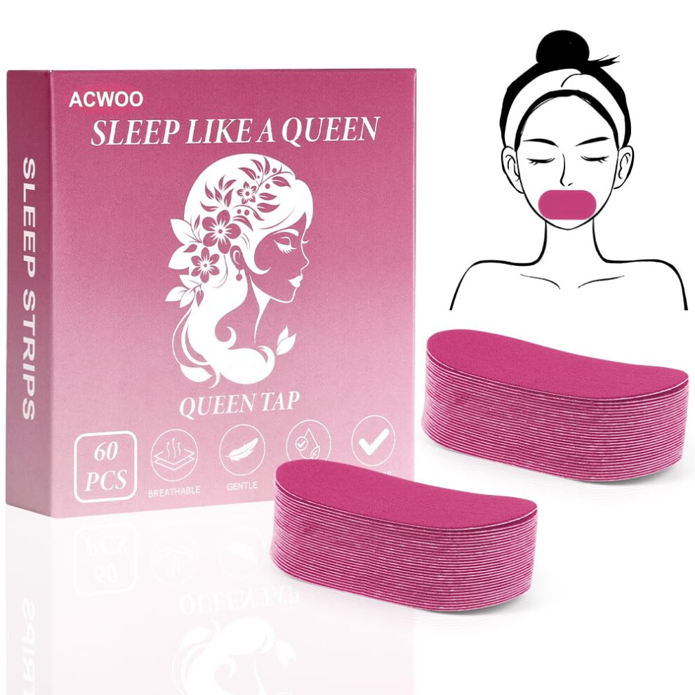 Acwoo Mouth Tape For Sleeping, 60Pcs Sleep Mouth Tape For A Better Night's Sleep, Reduced Snoring And Improved Nasal Breathing, Gentle Adhesive Sleep