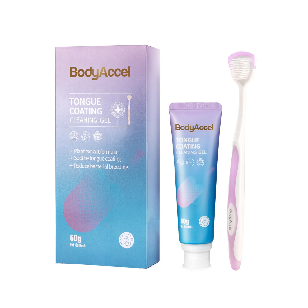 Bodyaccel Tongue Cleaner Gel With Tongue Brush Â Fresh Breath Oral Care Kit Â Tongue Scraper Gel Set For Bad Breath Removal, Maintain Oral Health