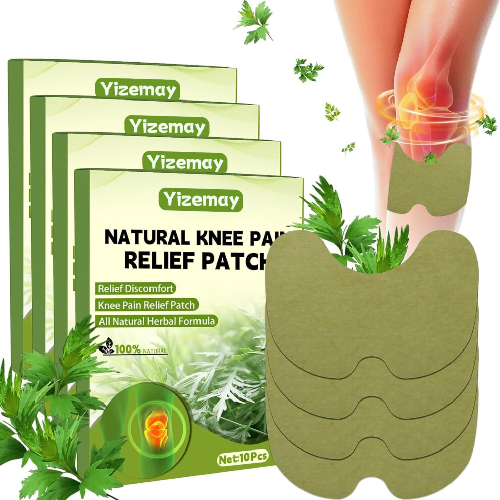 Yizemay Knee Pain Relief Patches, 40Pcs Knee Patches Pain Relief Plaster Wormwood Herbal Knee Pain Relief Patches Relieves Muscle Soreness In Knee, Neck, Sho
