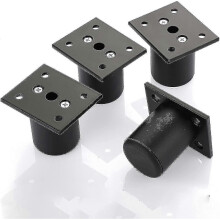 Verstelbare meubelpoten van aluminiumlegering - 50 mm hoog, zwart - voor bedbodem, kast en tafel