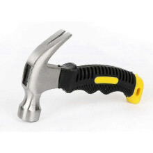 Mini Stubby Curved Claw Hammer with Non-slip & Soft Grip - for DIY, Craft, Industrial (Black & Yellow, 1pc)