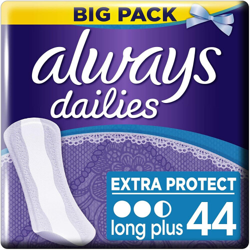 Always Always Dailies Extra Long Protect Plus Pantyliners, (Pack of 1)