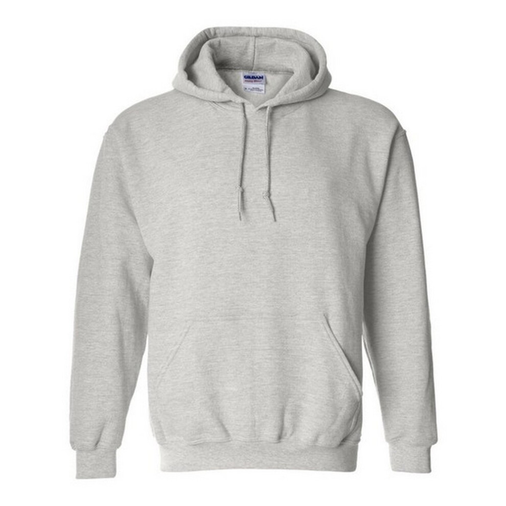 Gildan (L, Ash) Heavy Blend Adult Unisex Hooded Sweatshirt / Hoodie Multicoloured