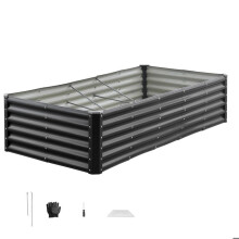 Carré Potager Surélevé en Métal 180x90x43 cm-Duoku-Bac de Jardinage Galvanisé-Fond Ouvert pour Cultiver Légumes, Gris Foncé