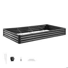Potager Surélevé en Métal 240x120x29 cm-Duoku-Carré de Jardinage avec Fond Ouvert, Idéal pour la Culture de Légumes, Fleurs