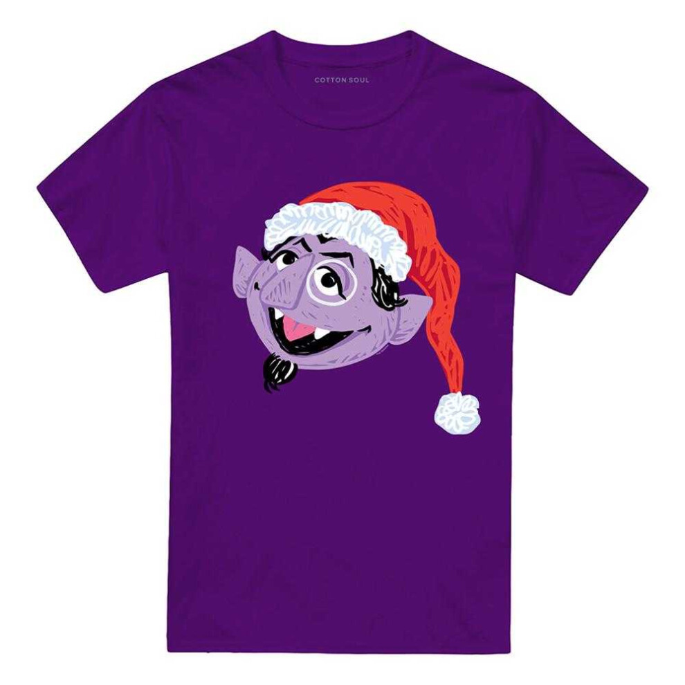 Sesame Street (Xxl, ) Unisex Adult Count Von Count Scribble T-Shirt Purple