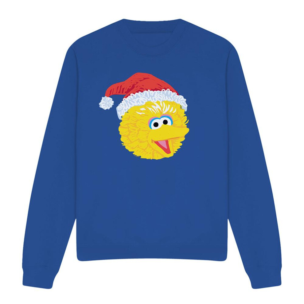 Sesame Street (L, Royal Blue) Unisex Adult Big Bird Scribble Christmas Sweatshirt