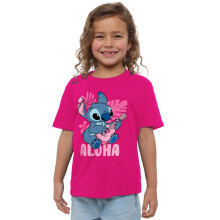 (5-6 Years, Fuchsia) Lilo & Stitch Girls Palm Beach Aloha T-Shirt