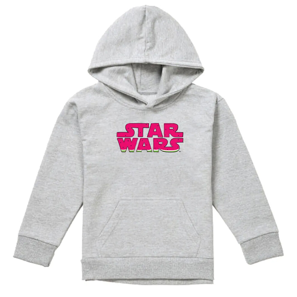 Star Wars (7-8 Years, Athletic Heather) Childrens/Kids Watermelon Logo Hoodie