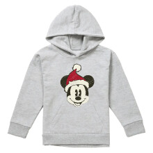 (12-13 Years, Athletic Heather) Disney Childrens/Kids Mickey Mouse Santa Face Heather Hoodie