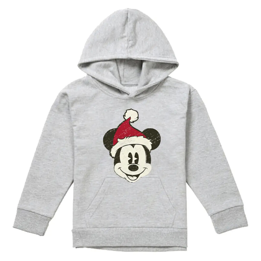 Disney (12-13 Years, Athletic Heather) Childrens/Kids Mickey Mouse Santa Face Heather Hoodie