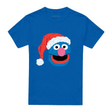 (XL, Royal Blue) Sesame Street Unisex Adult Grover Scribble Christmas T-Shirt