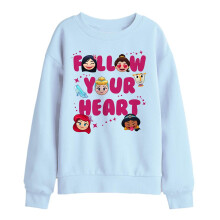 (5-6 Years, Light Blue) Disney Princess Childrens/Kids Follow Your Heart Emoji Sweatshirt