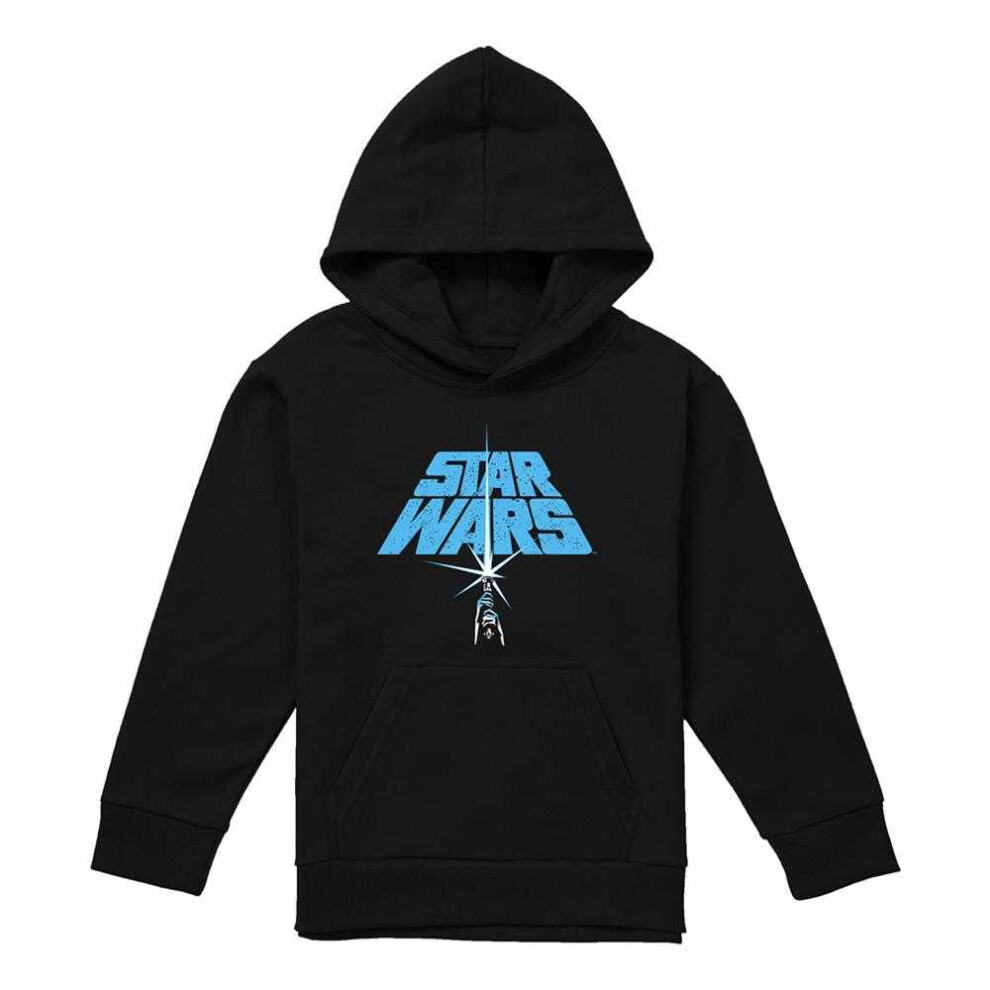 Star Wars (7-8 Years, Black) Childrens/Kids Lightsaber Logo Hoodie