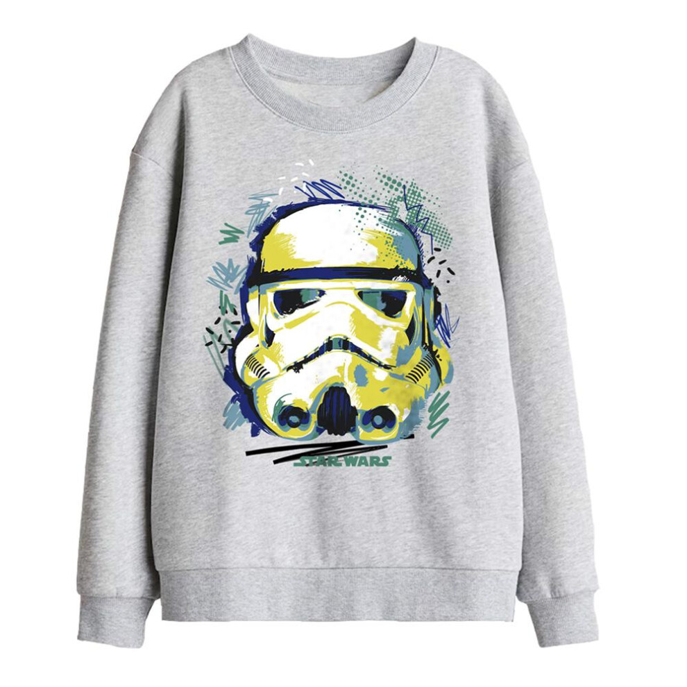 Star Wars (9-11 Years, Athletic Heather) Childrens/Kids Trooper Sketch Sweatshirt