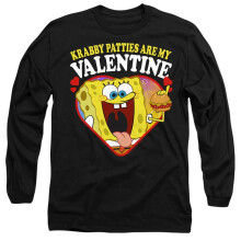 (M, Black) SpongeBob SquarePants Unisex Adult Krabby Patties Are My Valentine Long-Sleeved T-Shirt