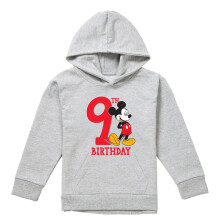 (7-8 Years, Athletic Heather) Disney Childrens/Kids Mickey Mouse Heather 9th Birthday Hoodie